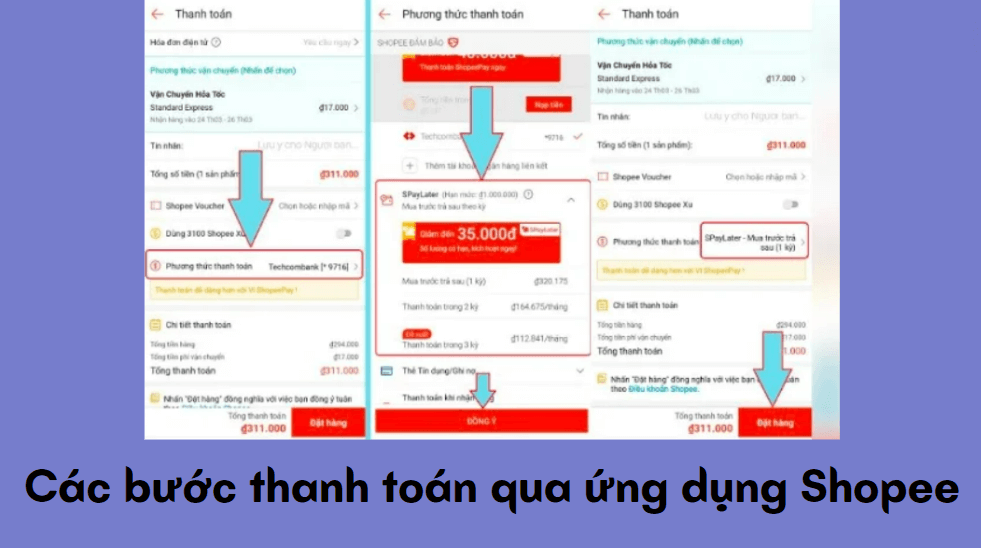 Các bước thanh toán qua ứng dụng Shopee